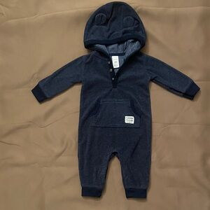 6M warm romper, footless, with hood